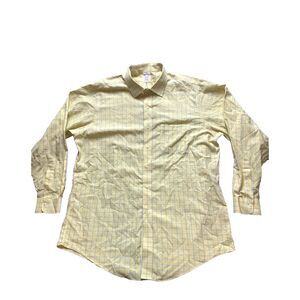 Brooks Brothers Shirt Adult 16.5 Large Yellow Blue Button Up Traditional Fit Men